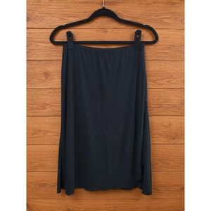 Womens Black A-Line Midi Skirt Classic Business Casual Stretch Comfort